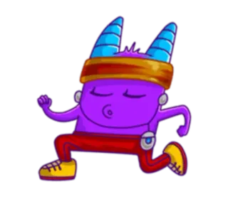 🏃 Cartoon, Monster, Laufen, Fitness, Lila, Figur, Training whatsapp sticker