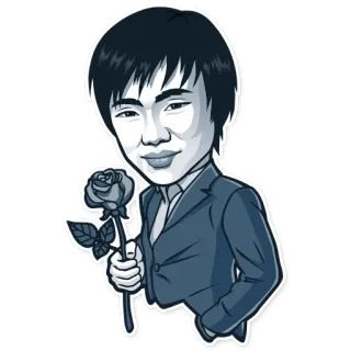 🌹 dibujos animados, hombre, rosa, traje, flor, pegatina telegram sticker