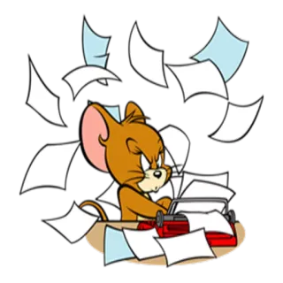 🚞 Jerry Tom and Jerry mouse, cartoon, frustrated, angry, papers, typing, typewriter telegram sticker
