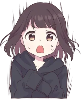 😱 Anime, Fille, effrayée, Dessin animé telegram sticker