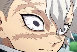 😨 Anime, Demon Slayer, Faccia, Personaggio, Capelli bianchi, Occhi telegram sticker