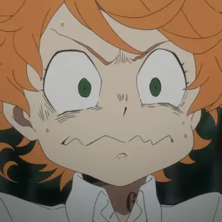 😤 Emma The Promised Neverland Anime, Emma, The Promised Neverland, Zszokowany, Przerażony, Zły telegram sticker