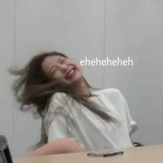 🖤 eheheheheheh หัวเราะ, ผู้หญิง, ยิ้ม, มีความสุข, มีม whatsapp sticker