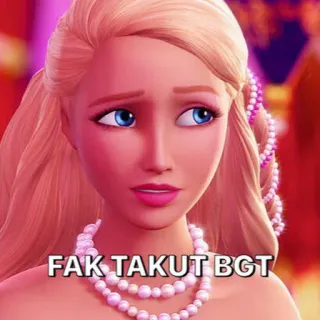 🥺 FAK TAKUT BGT Barbie, kreskówka, wyraz, strach, Indonezja whatsapp sticker