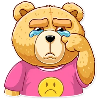 😢 sedih, menangis, beruang, emoji, stiker, kartun, air mata, kesal telegram sticker