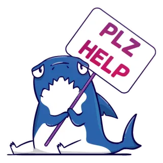 😔 PLZ HELP サメ, 助け, 悲しい, 懇願, 漫画, 困っている, 動物 telegram sticker