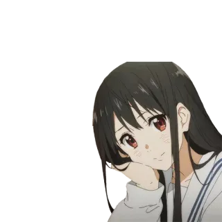 ☺️ anime, girl, cute, red eyes, black hair, school uniform whatsapp sticker