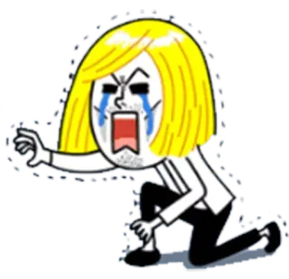 😭 泣く, 困り, 漫画, 不機嫌, ひざまずく telegram sticker