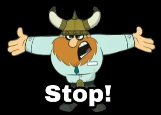 🖐 Stop! мультфильм, викинг, стоп, злой, шлем, мужчина telegram sticker