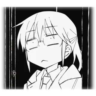 😱 Anime, Ragazza, Occhiali, Espressione assente telegram sticker
