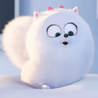 ❄️ Gidget The Secret Life of Pets собака, белый, милый, пушистый, животное, мультфильм, питомец whatsapp sticker