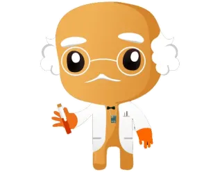 👴 scienziato, cartone animato, camice, ricerca, chimica, esperimento telegram sticker