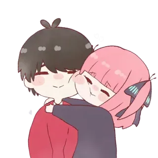 🤗 pareja, abrazo, amor, dibujos animados, anime, lindo, amistad telegram sticker