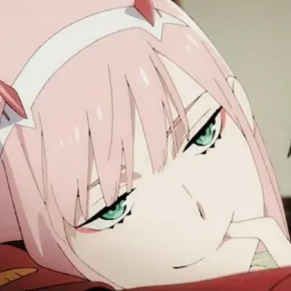 🤤 Zero Two Darling in the Franxx 애니메이션, 제로투, 달링 인 더 프랑키스, 만화, 캐릭터, 분홍 머리 telegram sticker