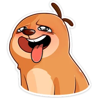 🤪 anjing, kartun, lidah, senang, hewan, stiker telegram sticker