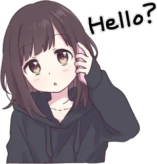 😯 Hello? anime, girl, phone, hello, cute telegram sticker