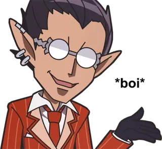 👋 boi anime, cartoon, elf, glasses, smug, attitude telegram sticker