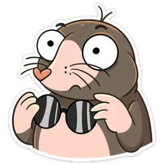 😳 talpa, cartone animato, occhiali, animale, divertente whatsapp sticker