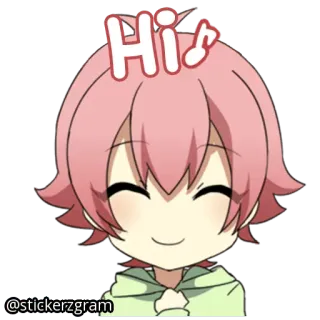 😁 Hi аниме, милый, приветствие, привет, каваи, чиби telegram sticker