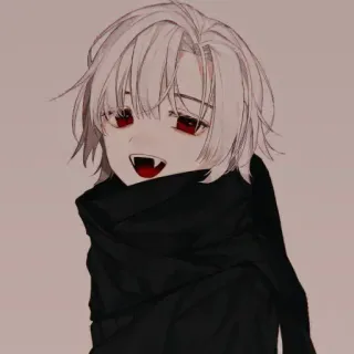 🤍 anime, vampire, cartoon, fangs, red eyes, gothic, boy whatsapp sticker