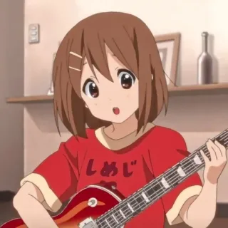 🎸 Yui Hirasawa K-On! しめじ Anime, Guitarra, Música, Fofo, Personagem, Garota, Shimeji telegram sticker