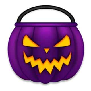 🪣 halloween, pumpkin, bucket, purple, scary, spooky, trick or treat, jack-o'-lantern telegram sticker