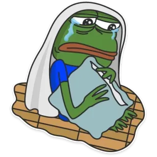 🔪 Pepe the Frog verdrietig, huilen, meme, Pepe, kikker whatsapp sticker