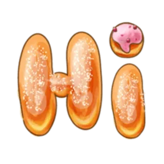 🍞 hi cibo, ciambella, dolce, saluto, dessert, ciao whatsapp sticker
