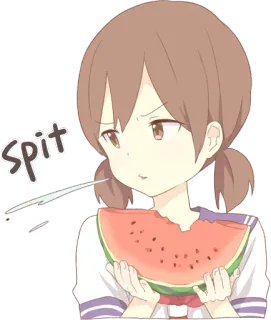 🍉 Spit watermelon, anime girl, eating, spitting, food, cartoon telegram sticker
