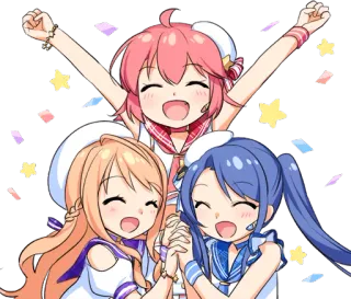 😄 Anime, Kawaii, Vrienden, Viering, Schattig, Confetti, Blij telegram sticker