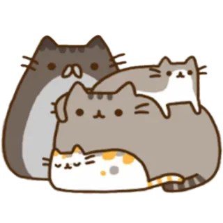 👪 Pusheen cat, family, kitten, cartoon, cute telegram sticker