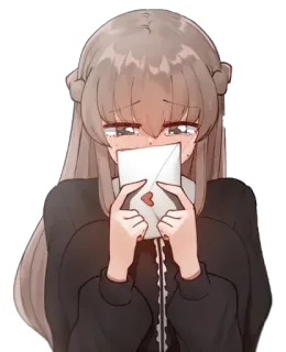 💕 Anime, Mädchen, Weinend, Brief, Traurig, Emotional telegram sticker