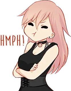 😒 HMPH! Чиби, Девочка, Дуется, Аниме, Манга whatsapp sticker