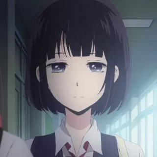 🎐 Anime, Mädchen, Schuluniform, Traurig, Porträt telegram sticker