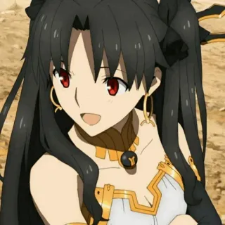 😀 Rin Tohsaka Fate/stay night Anime, Personaje, Mujer, Pelo negro, Ojos rojos telegram sticker