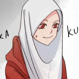 😄 ka ku hijab, muslimah, gadis, wanita, kerudung, potret telegram sticker