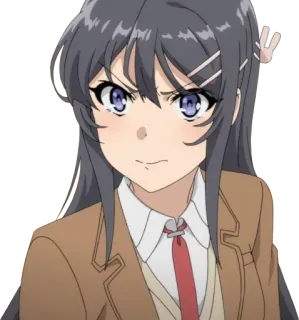 😤 Mai Sakurajima Rascal Does Not Dream of Bunny Girl Senpai Anime, Schulmädchen, Wütend, Niedlich, Brünett telegram sticker