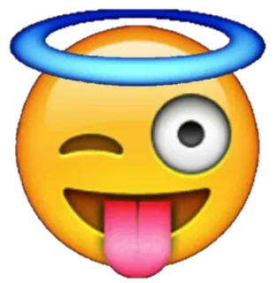 😜 Emoji, Berkedip, Lidah, Halo, Gila telegram sticker