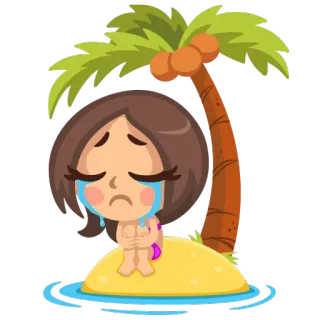 😭 chorando, ilha, triste, praia, solitário, menina telegram sticker