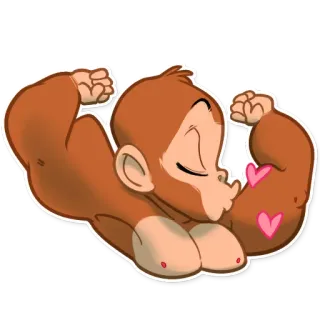 😘 動物, 猿, 筋肉, 漫画 telegram sticker