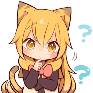 🤔 anime, catgirl, question mark, cute, kawaii, manga, thinking telegram sticker