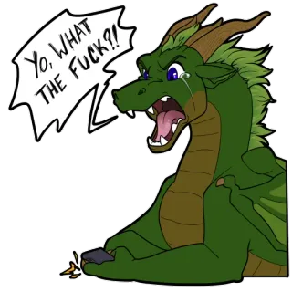 😭 Yo, WHAT THE FUCK?! Drache, Cartoon, verärgert, Fluchen, wütend, Meme telegram sticker