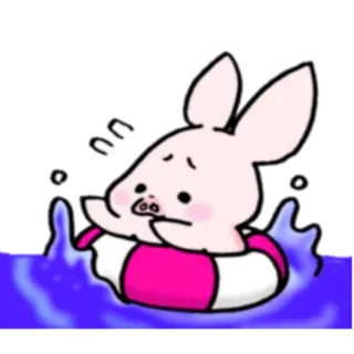 🌊 Поросенок, Плавание, Бассейн, Мультфильм, Животное, Плавательный круг telegram sticker