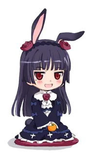 😀 Anime, Chibi, Imut, Telinga kelinci, Kawaii, Mawar, Gaun telegram sticker