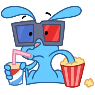 🍿 Dibujos animados, Animal, Película, Palomitas, Gafas, Bebida, Diversión telegram sticker