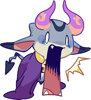 😦 demon, monster, cartoon, creature, horns, purple, cute, fantasy telegram sticker
