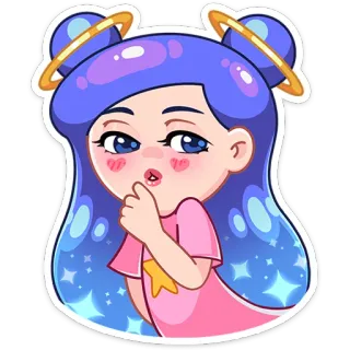 😔 perempuan, kartun, imut, ilustrasi, stiker, halo, bintang telegram sticker