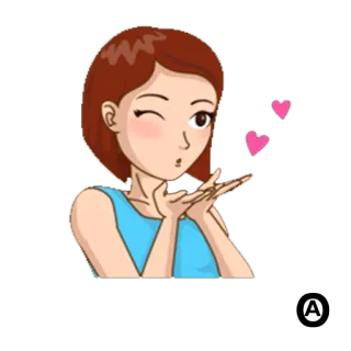 😘 mujer, corazón, amor, lindo, guiño, beso, dibujos animados telegram sticker