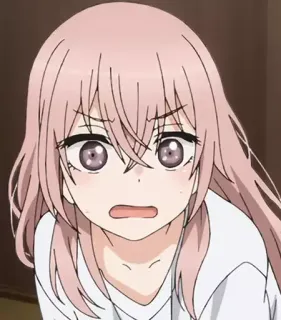 👀 anime, mulher, cabelo rosa, surpresa, desenho animado telegram sticker