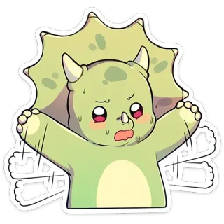🤗 공룡, 트리케라톱스, 만화, 귀여운, 카와이, 스티커 telegram sticker